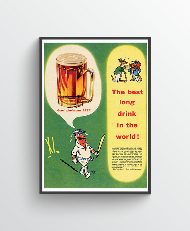 Cricket & Beer Vintage Poster