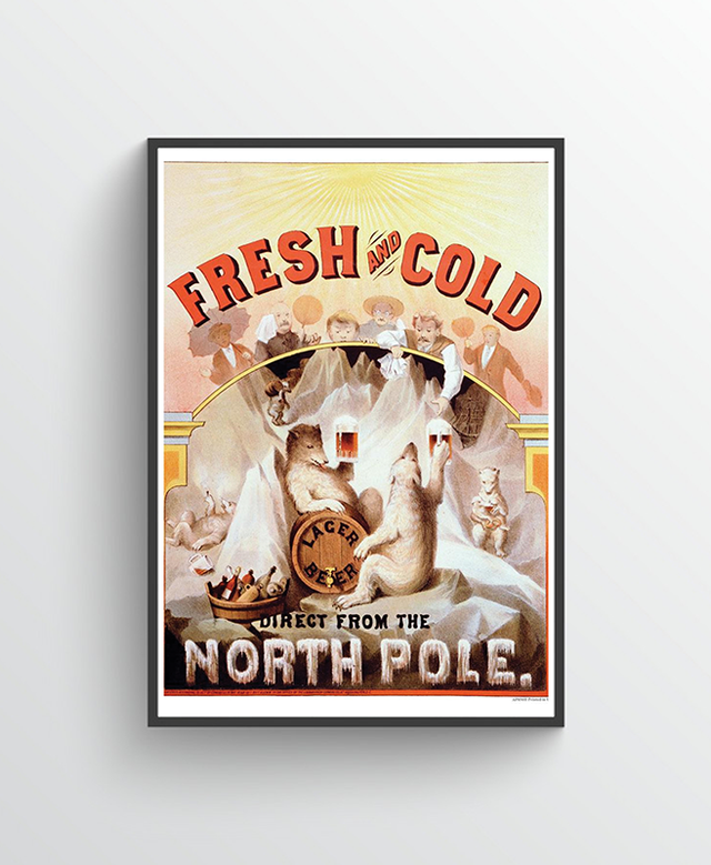 Fresh & Cold Beer Vintage Poster